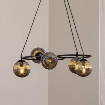 Libra nappali lámpa, füstszürke/fekete, Ø 70 cm, 5 lámpás. kép