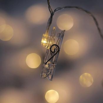 Lights átlátszó csipesz alakú LED fényfüzér, 40 izzós, hosszúság 6,35 m - DecoKing kép