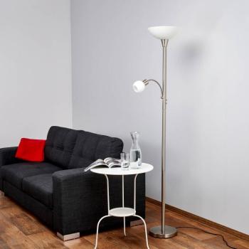 Lindby Elaina álló lámpa, olvasólámpa, nikkel színű, 180 cm, E27 kép