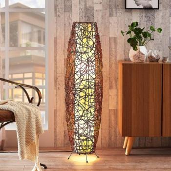 Lindby állólámpa Nias, magasság 111 cm, rattan, textil kép