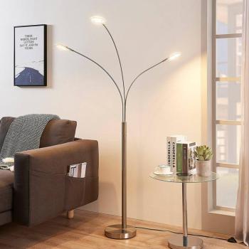 Lindby Anea LED álló lámpa, 167 cm, 3 izzós, nikkel színű kép