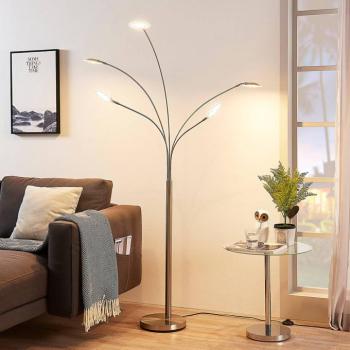 Lindby Anea LED álló világítás, 179 cm, 5 izzós, nikkel színű kép