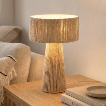 Lindby Anuva asztali világítás, magasság 42 cm, papír, bézs, E27 kép