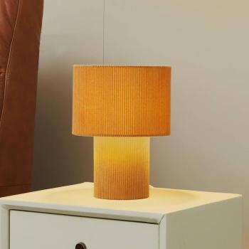 Lindby asztali lámpa Jone, világosbarna, textil, 30 cm magas, E27 kép