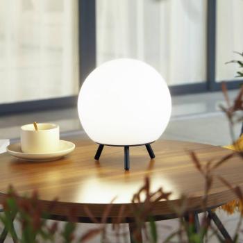 Lindby Aurilia LED-es, újratölthető asztali lámpa, fekete/fehér, vas, IP44 kép
