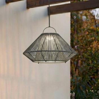Lindby Austas LED-es napelemes függőlámpa, szürke, Ø 50 cm, USB, IP54 kép