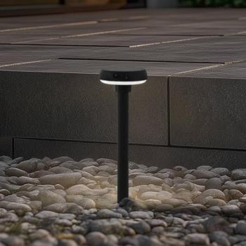 Lindby Brinca LED földi tüskés lámpa, fekete, PC, érzékelővel kép