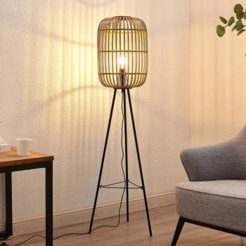 Lindby Canyana állólámpa, 139 cm, natúr, rattan, állvány, háromlábú kép
