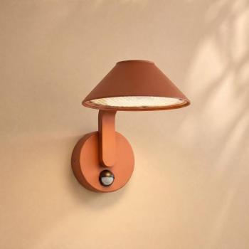 Lindby Capelo LED kültéri falilámpa, agyagszínű, Ø 20 cm, érzékelővel kép