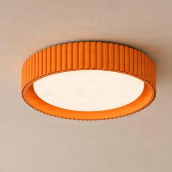 Lindby Colbie LED mennyezeti lámpa, narancssárga, bordázott, Ø 46 cm, kép