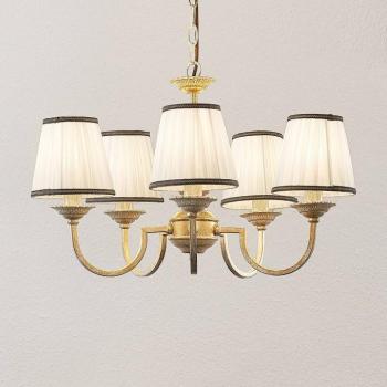 Lindby csillár Lumiel, 5 lámpás, krém/réz, textil kép
