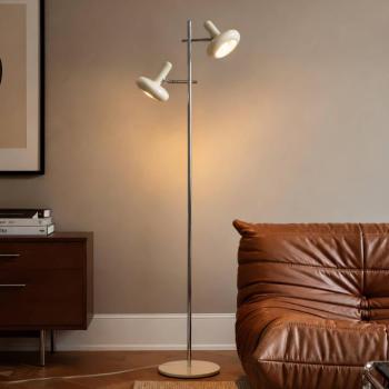 Lindby Dylan álló világítás, 2 izzós, króm/bézs, 150 cm, E14 kép