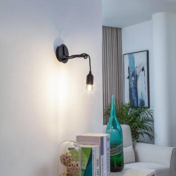 Lindby Elira fali lámpa, fekete, fém, Ø 10 cm, E27 kép