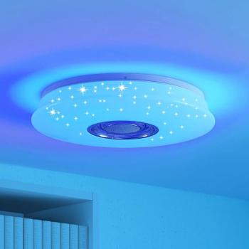 Lindby Elpida LED mennyezeti lámpa, hangszóró, fehér, Ø 39cm kép