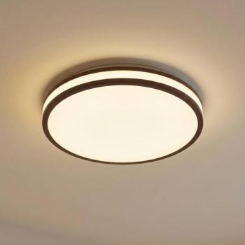 Lindby Emiva LED mennyezeti világítás, Ø 40 cm, sötét fa, CCT kép