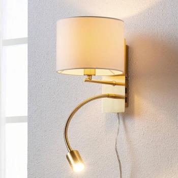 Lindby fali lámpa Florens, sárgaréz, LED-es olvasólámpa, 23,5 cm kép