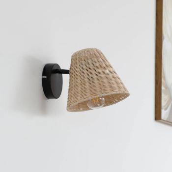 Lindby fali lámpa Zyralia, fa színű, rattan, 19,5 cm magas kép