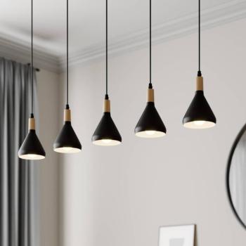 Lindby függőlámpa Arina, 100 cm, fekete, 5 lámpás, 5 lámpás kép
