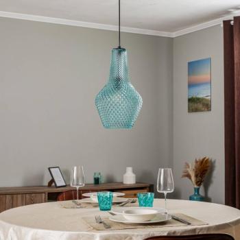 Lindby függőlámpa Drakar, 1-lámpás, világoskék, üveg, Ø 25 cm kép