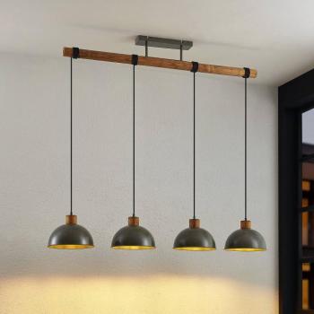 Lindby függőlámpa Durbis, 116 cm, 4 lámpa, szürke, fa, E27 kép