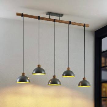 Lindby Durbis lógó lámpa, 149 cm, 5 izzós, gunmetal, fa kép