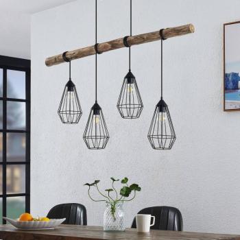 Lindby függőlámpa Eldarion, 116 cm, 4-lámpás, fa, E27 kép