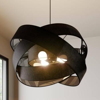 Lindby Simaria függő lámpa, fekete, textil, Ø 60 cm, E27 kép