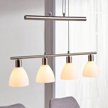 Lindby függőlámpa Simeon, nikkel színű, üveg, 73 cm, E14 kép