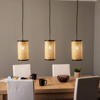 Lindby függőlámpa Yaelle, 92 cm hosszú, 3 lámpás, rattan, E27 kép