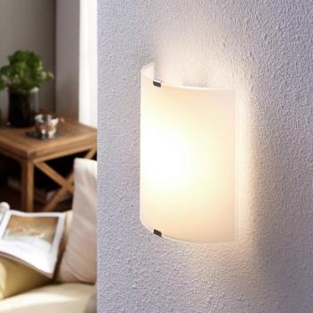 Lindby Helmi LED fali lámpa, 21 cm magas, üveg, félköríves, félkör alakú kép