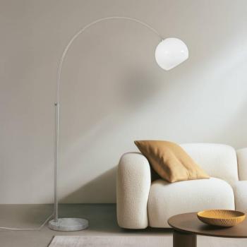 Lindby ív világítás Alverton, fehér/nikkel, üveg, 197 cm kép