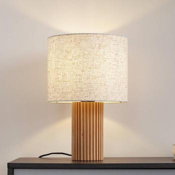 Lindby Kimiko asztali világítás, magasság 38 cm, fa, textil kép