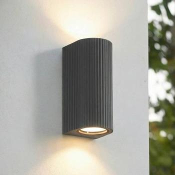 Lindby kültéri fali lámpa Aluvo, antracit, 16 cm, IP65 Riffel