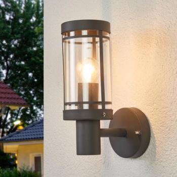 Lindby kültéri fali lámpa Djori, 28 cm, antracit, rozsdamentes acél, E27 kép