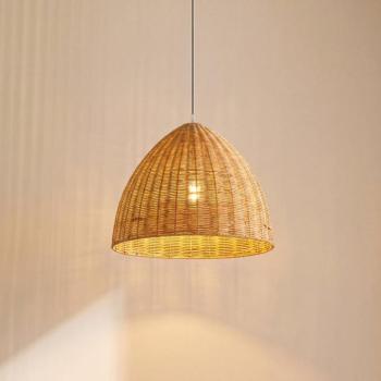 Lindby Laverne lógó világítás, Ø 40 cm, rattan, E27 kép