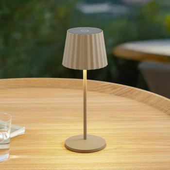 Lindby LED tölthető asztali világítás Esali, bézs, fém, IP65 kép
