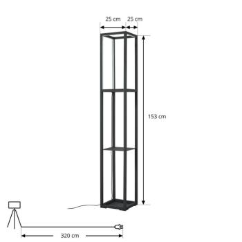 Lindby LED álló világítás Birta, polc, 155 cm, fekete, fém kép