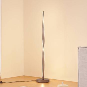 Lindby Jaren LED álló világítás, fekete/barna, 114 cm, CCT kép