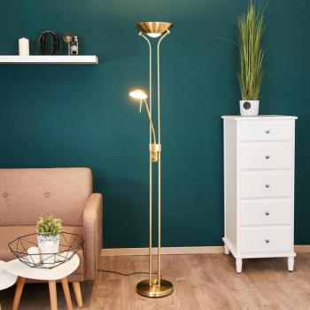 Lindby LED állólámpa Josefin, sárgaréz, olvasólámpa, dimmelhető kép