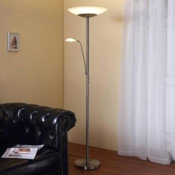 Lindby Ragna LED álló világítás, olvasólámpa, nikkel, dimmelhető kép