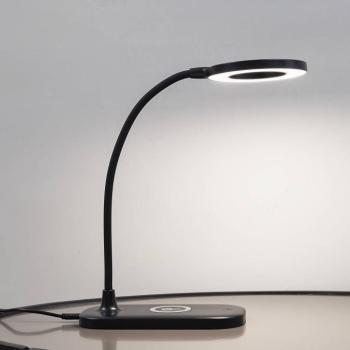 Lindby LED asztali lámpa Siona fekete CCT dimmelhető töltőállomás kép