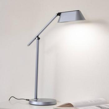 Lindby LED asztali lámpa Thies, szürke, ABS, magasság 78cm, fényerőszabályzóval kép