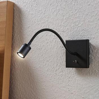 Lindby LED-es fali lámpa Mayar, fekete, fém, olvasólámpa, 11cm kép