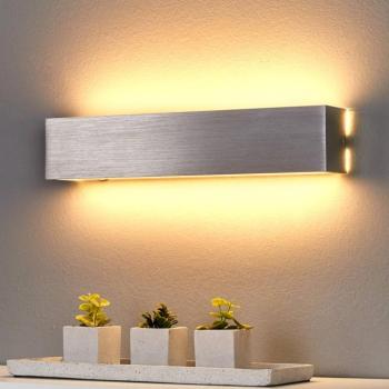 Lindby LED-es fali lámpa Ranik, 40 cm, alumínium színű, fém kép