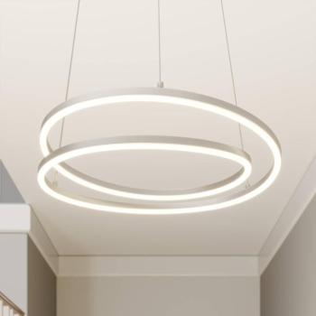 Lindby LED-es függőlámpa Davian, nikkel színű, Ø 49 cm, fényerőszabályzóval kép