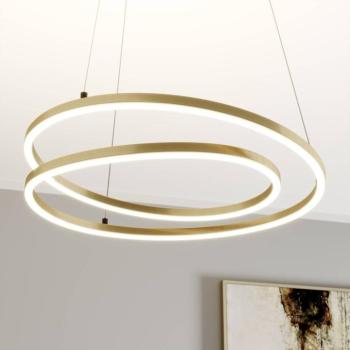 Lindby LED-es függőlámpa Davian, sárgaréz színű, 49 cm, fényerőszabályzóval