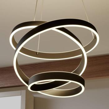Lindby LED-es függőlámpa Olada, fekete, fém, Ø 51cm kép