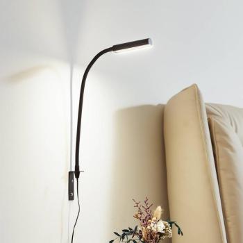 Lindby Flexola LED-olvasólámpa, fekete, szögletes, dugaszos kép