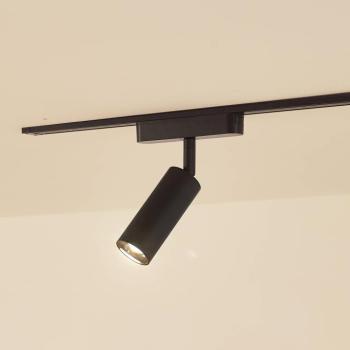 Lindby LED-es reflektor 48 V Lumaro, fekete, Ø 4 cm, alumínium, kép