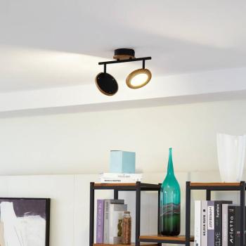 Lindby LED-es spotlámpa Manel, fa, 37 cm hosszú, 2-lámpás, 37 cm hosszú, 2 kép